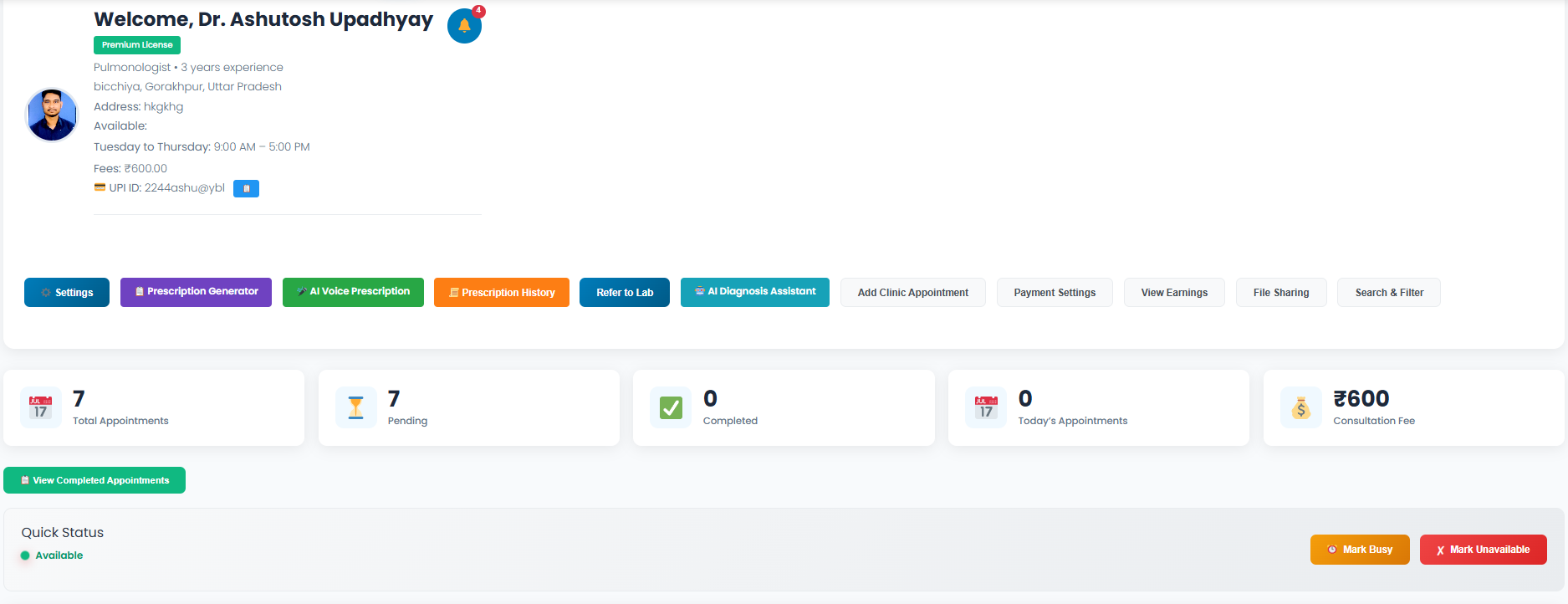 Healthing doctor dashboard preview